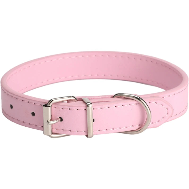 Leather Dog Cat Collar Soft Solid PU Collar For Small Medium Big Dogs Adjustable Puppy Neck Strap Colorful Cute Kitten Necklace