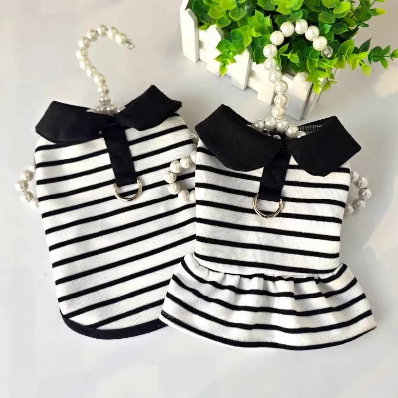 Pet Spring Thin Striped T-shirt Breathable Shirt Teddy Small Dog Couple Dress Puppy Clothes Dog Clothes for Small Dogs