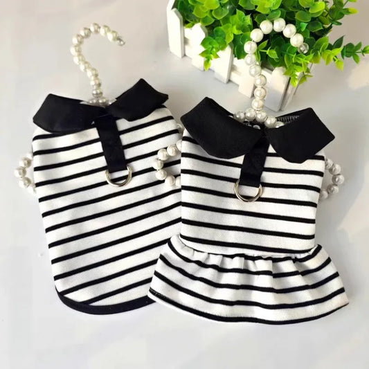 Pet Spring Thin Striped T-shirt Breathable Shirt Teddy Small Dog Couple Dress Puppy Clothes Dog Clothes for Small Dogs