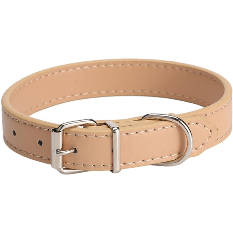 Leather Dog Cat Collar Soft Solid PU Collar For Small Medium Big Dogs Adjustable Puppy Neck Strap Colorful Cute Kitten Necklace