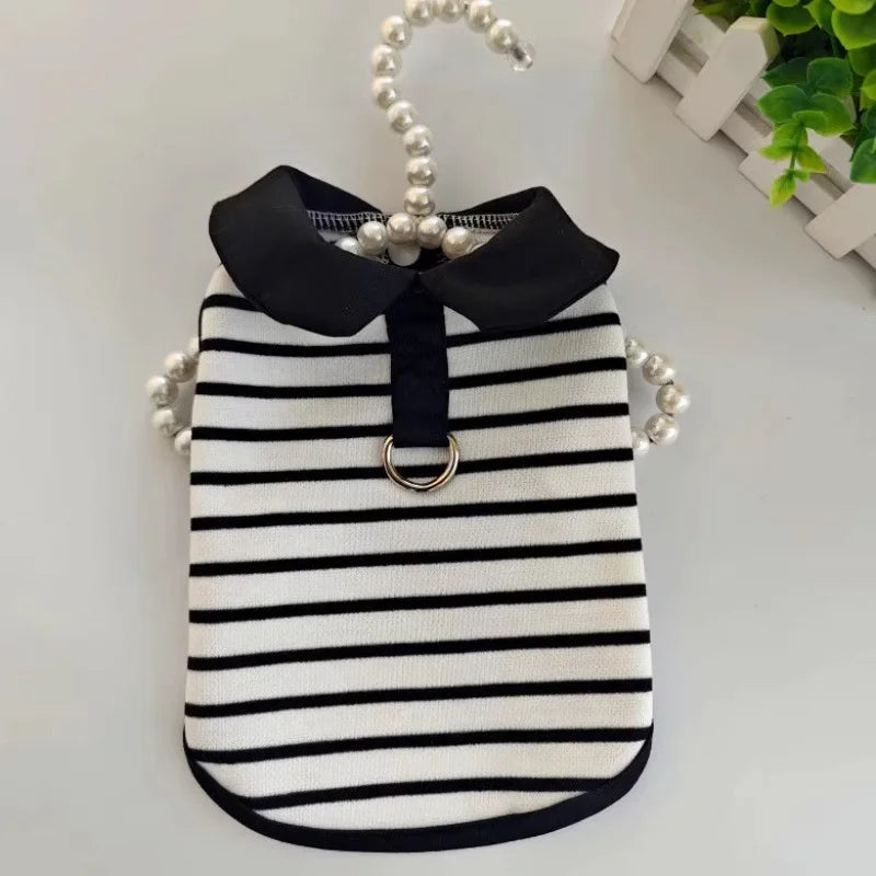 Pet Spring Thin Striped T-shirt Breathable Shirt Teddy Small Dog Couple Dress Puppy Clothes Dog Clothes for Small Dogs