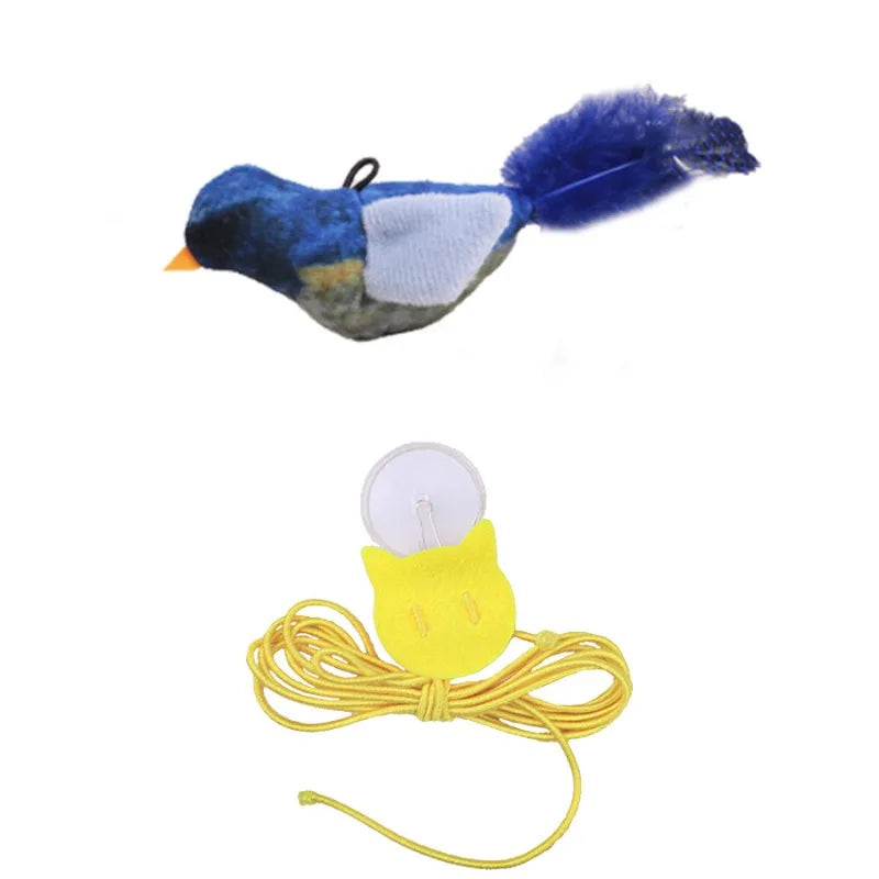 Interactive Touch-Activated Flapping Bird Cat Toy Plush Sparrow Kicking Toy with Realistic Chirping Sound, Suitable for Exercise