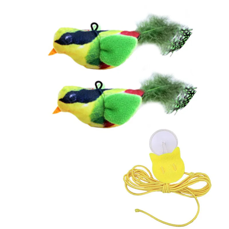 Interactive Touch-Activated Flapping Bird Cat Toy Plush Sparrow Kicking Toy with Realistic Chirping Sound, Suitable for Exercise