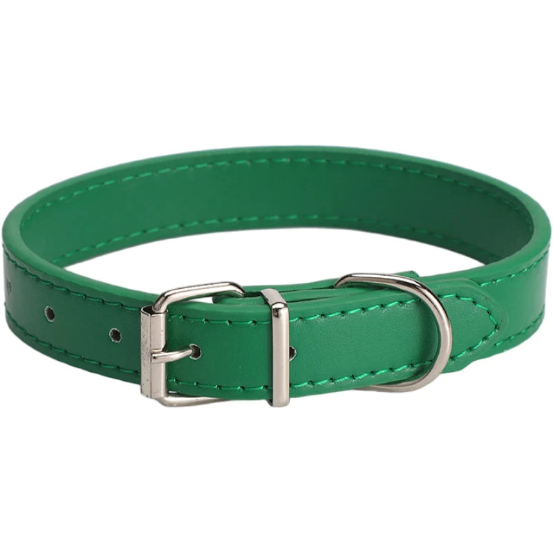 Leather Dog Cat Collar Soft Solid PU Collar For Small Medium Big Dogs Adjustable Puppy Neck Strap Colorful Cute Kitten Necklace