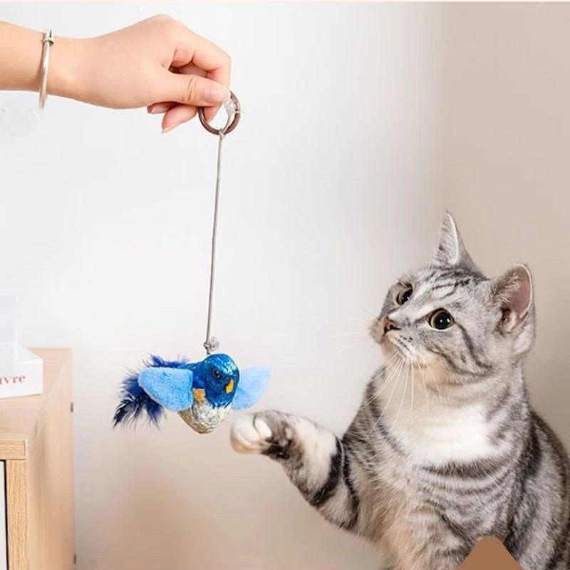 Interactive Touch-Activated Flapping Bird Cat Toy Plush Sparrow Kicking Toy with Realistic Chirping Sound, Suitable for Exercise