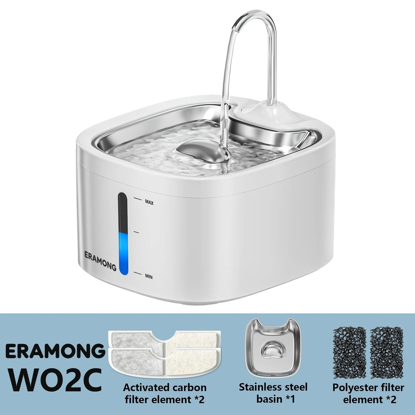 3.5L/118oz Cat Drinking Fountain with Stainless Steel Tray, Stainless Steel Water Tap Automatic Pet Water Dispenser, ABS Plastic Automatic Dog Water Fountain Water Bowl And Distributor, Does Not Include Adapter